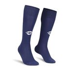 Nivia Plain Encounter Football Stockings for Men & Women, Knee Length Stockings, Football Socks, Soccer Socks, (N. Blue/White) Size-L