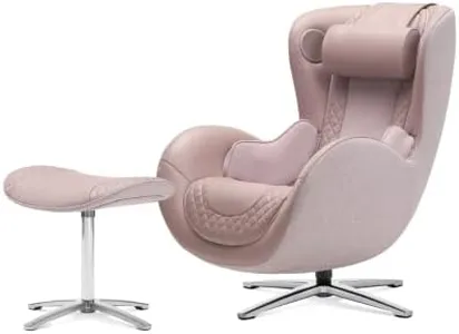 Nouhaus Classic Massage Chair with Ottoman – Pink Leather Recliner with Percussive Shiatsu Massager, Built-in Speaker & Full Body Spot Massage – Ultimate Comfort for Home & Office