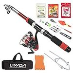 Lixada Fishing Rod Set, Telescopic Spinning Rod and Reel Combo Set with Sea Saltwater Freshwater Kit Fishing Rod Kit