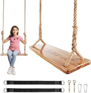 GEKMOR Wooden Tree Swing,Wooden Swing for Adults/Kids with 500lbs Load Capacity,Adjustable Hemp Rope Plus Tree Straps 100 inch, Hanging Wooden Swing for Indoor, Outdoor, Garden,Yard,Backyard (Kid)