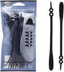 No Tie Elastic Silicone Loop N Lock V-Laces Shoelaces Black 14pcs For Adult and Kids Sneakers