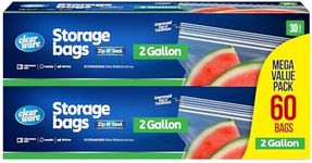 2 Gallon Storage Bags, Double Zipper Seal - 60 Count, Resealable Thick Plastic Food Storage Bags - Microwave-Safe, Zero BPA - Resealable Containers for Lunch, Snacks, Meals - 2 Boxes