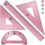 Mr. Pen- Geometry Set, 4 Pack, Light Pink, Metal Geometry Kit, Triangle Ruler, Metal Ruler, Drafting Triangles, Metal Protractor, Metal Set Square, Drafting Ruler, Drafting Set