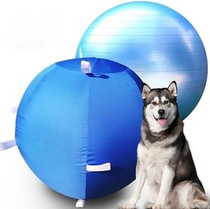 SWYIVY 25" Dog Horse Ball&Cover with Straps, Herding Ball for Dogs Blue Heelers, Harding Dog Large Mega Pets Soccer Ball for Australian