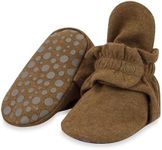 Zutano Unisex Organic Cotton Baby Booties With Gripper Soles, Heather Mocha, 12M