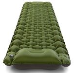 UDee Ultralight Camping Sleeping Pad with Built-in Pillow & Foot Pump – Thick Inflatable Camping Mat for Backpacking, Hiking, Traveling – Spliceable, Compact Air Mattress, Waterproof-Green
