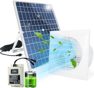BOBUY Solar Powered Exhaust Fan with Battery, 25 W Waterproof Solar Panel 8 Inch Ventilation Vent Fan Solar Fan for Greenhouse, Shed, Garage, Attic, Barn, Workshop Outside