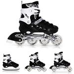 Nils Inline Skates Roller Skates Ice Skates # 4-in-1 Adjustable Inline Skates Ice Sport Hockey Girls & Boys & Women NH10905 (Black, L (39-42))