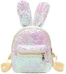 TEXTREE mini small BackPack Daypack for Womens Girls Sequins Mini Small Travelling Outdoor Picnic School College Office Casual Daily use (White Big Ear)