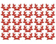 25 Pack Glitter Reindeer Antlers Felt Applique Kits Santa's Elk Antlers Felt Patches Sheets for Dogs Hair Accessories Scrapbook Cake Topper Embellishment Craft Christmas Decorations (Red)