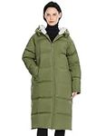 Orolay Women's Long Down Jacket Winter Puffer Jacket Warm Coat with Hem Slit Armygreen M