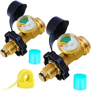 2 Pack POL Propane Tank Adapter with Gauge Converts POL LP Tank Service Valve to QCC1 / Type 1, Old to New Connection Type, 5-100lb Propane Tank Gauge for RV Camper, BBQ Gas Grill, Heater, etc