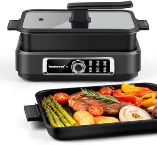 Slow Cooker, Techwood 7.5-Quart Multi-Cooker with 5-Level Heat Settings, Come with Non-stick Skillet Pan & Cooking Pot, Dishwasher Safe, Black