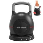 HXD-ERGO Adjustable Kettlebell Set 7 in 1, 10-20kg Solid Aluminum Kettle Bells with Handle, Space Saving Safety Locking Systerm for Home Gym Fitness Weight Lifting Strength Training (20kg Black)