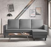 Adorn India Chandler L Shape 4 Seater Sofa Set Plain (Grey, Wood) 4-Person Sofa