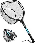 KOMCLUB Fishing Nets Telescoping Landing Nets 2-Section Adjustable Landing Nets for Fishing Aluminium Non-Slip Folding Rubber Fishing Nets for Fresh and Salt Water, Adults and Children (41in)