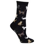 Hot Sox womens Hot Sox Women's Classic Cats Crew Hosiery, Black, 10-Apr US