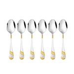 FnS Imperio Teaspoon 24 Karat Partial Gold Plating (6 Tea Spoon) for Tea, Coffee and Spices