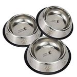 Furry castle Stainless Steel Dog Bowl, Pet Feeder Water Food Bowl Non-Slip Puppy Dishes for Medium to Large Dogs | Bowl with Anti-Skid Rubber Base (Silver, 700ml, Pack of 3)