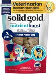 Solid Gold Food Toppers for Picky Dogs - Real Beef Meatball Topper - 3 Pack Healthy Dog Treats - High Protein Soft Dog Treats to Serve w/Dry Dog Food or Wet Dog Food or as Dog Snacks