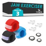 Indiglide Jaw Exerciser, Jawline Exerciser Chew with Three Levels of Resistance - Jaw Trainer - Jaw Shark for Men & Women - Pack of 3 with FREE 6 Extra Biting Strips & 3 Necklaces