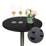 JISEN Cocktail Waterproof Round Table Topper Cap Polyester Fitted Stretchable Tablecloth 28 Inch D-Black