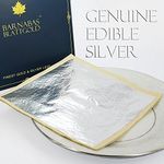 Edible Genuine Silver Leaf Sheets - by Barnabas Blattgold - Large 4.4 inches - 50 Sheets - Loose Leaf