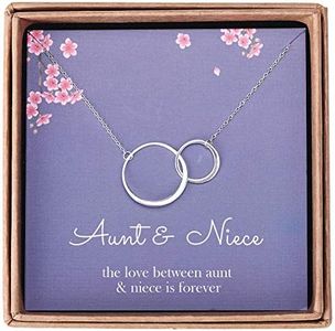 Aunt and Niece Gifts - Sterling Silver Two Interlocking Infinity Double Circles Aunt Niece Necklace Jewelry - Gifts for Aunts from Niece， Niece from Aunt Birthday with Message Card & Gift Box, Metal