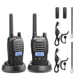 BAOFENG BF-88ST Pro PMR446 Walkie Talkie, Upgraded Long Range Rechargeable License-Free Two Way Radios with LCD Display, VOX Dual Watch, Desktop Charger and Earpieces, 2 pack