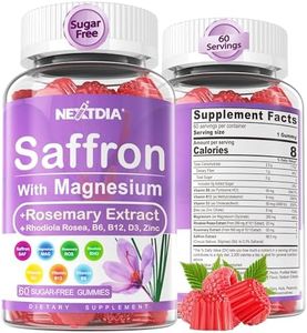 Saffron with Magnesium Glycinate Gummies, 2 Months Supply -Sugar Free Magnesium 400/200mg w/Saffron,Rhodiola,Rosemary, B6,B12,D3 for S-leep, Calm,Focus, Relaxation,Muscle,Nerve, Melatonin Free Gummies