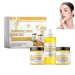 Turmeric Skin Care Kit,Combo Skincare Set,Turmeric Glow Scrub,Glow Butter and Turmeric Glow Face Wash,Brightening Exfoliating Clears Blackheads,Natural Exfoliation and Hydration (1 Set)