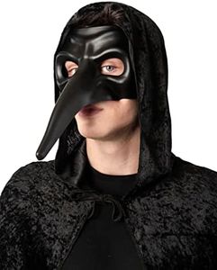 Máscara de Médico de la Peste para Disfraz Medieval Adulto, Mask con Pico Similar a un Pájaro para Halloween Carnaval y Fiestas Temáticas, Talla única (Negro)