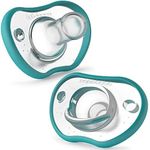 Nanobebe Baby Soothers 0-3 Month - Orthodontic, Curves Comfortably with Face Contour, Award Winning for Breastfeeding Babies, 100% Silicone - BPA Free. Perfect Baby Gift 2pk,Teal