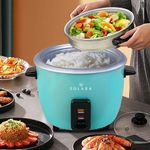 SOLARA 1.8Liters One Touch Rice Cooker, Automatic Electric Cooker with Food Steamer, Electric Rice Cooker and Grain Cooker, 400 Watts, Rice Cooker 1.8 Litre with Steam & Rinse Basket, Aqua