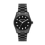 Michael Kors Women's Lexington Three-Hand Black Stainless Steel Bracelet Watch (Model: MK7442)