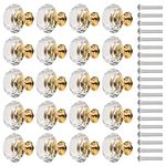 BUYGOO 20Pack Clear Crystal Glass Door Knobs Pull Handle, Diamond Wardrobe Doorknob, Crystal Glass Drawer Knobs, Cabinet Cupboard Handle Pull Knobs, Door Pull Handle with Screws for Home(30MM)