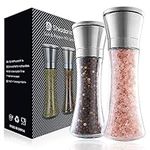 Shiadarix Fillable Stainless Steel Grinder Set, Adjustable Coarseness Salt and Pepper Grinder, High Glass Blender That Can Be Used for Pepper, Cumin, Sea Salt, Mung Bean (2 Pack)