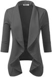 DOUBLJU Womens Lightweight Thin 3/4 Sleeve Open Front Blazer Jacket with Plus Size Charcoal