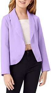 Bigeoosh Girls Blazer Jacket Solid Color Lapel Suit Open Front Long Sleeve Blazers for Kids Girls Size 5-14 Years