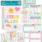 Teacher Planner 2024-2025 - Pink Undated Lesson Planner Book with Stickers, Monthly & Weekly Pages, Student & Substitute Info – Homeschool & Classroom Organizer