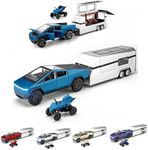 Powvan Cybertruck Toy Gold Alloy Die-cast Car Model with RV& ATV Cyberquad Motorcycle Toy Series Truck Model Race Car Cyber Pickup Pull Back Toy Car (Blue)