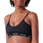 Calvin Klein Women Bikini Top Halter Bralette Wireless, Black (Pvh Black), L