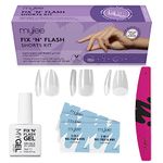 Mylee Fix N Flash Soft Gel Tips Shorts Kit, 3 shapes, 216pcs, Almond, Square & Coffin, Includes Gel, Prep Wipes & Half-moon Nail File, Full Cover, Nail Art Gel Nail Extensions, Flexible & Resistant