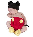 Jastore Photography Prop Baby Costume Cute Crochet Knitted Hat Cap Girl Boy Diaper Shoes Mouse, Red, Free Size