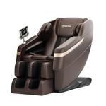 Real Relax Massage Chair Full Body, Zero Gravity Recliner with 6 Auto Modes, Bluetooth, Foot Rollers, Big Control Screen, Brown