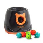 Automatic Ball Launcher for Small to Medium Dogs, Indoor or Outdoor Thrower Fetch Toy, Adjustable Range, Ball Size 2 inch (Black)