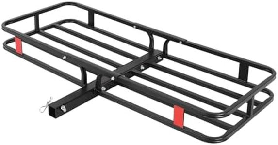 GarveeTech 500 Lbs Hitch Mount Cargo Carrier Basket 53" x19" x 6", Rear Luggage Rack Basket Fits 2" Receiver for Car Camping Traveling, Black Cargo Carrier Basket