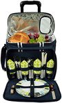 Picnic at Ascot Original Insulated Picnic Cooler with Service for 4 on Wheels-Designed & Assembled in USA