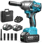 Uaoaii 1/2 Impact Wrench 900Ft-lbs(1200Nm), 1/2 Impact Gun & 2x 21V 4.0Ah Batteries, Fast Charger, 4 Sockets & Storage Box, 1/2 Drive High Torque Impact Drill for Lug Nuts, Cars, Tires