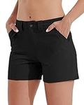 Willit Women's Golf Hiking Shorts Quick Dry Athletic Casual Summer Shorts with Pockets Water Resistant 4.5" Black 4